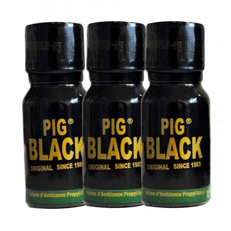 Set of 3 Poppers Pig Black 15 ml